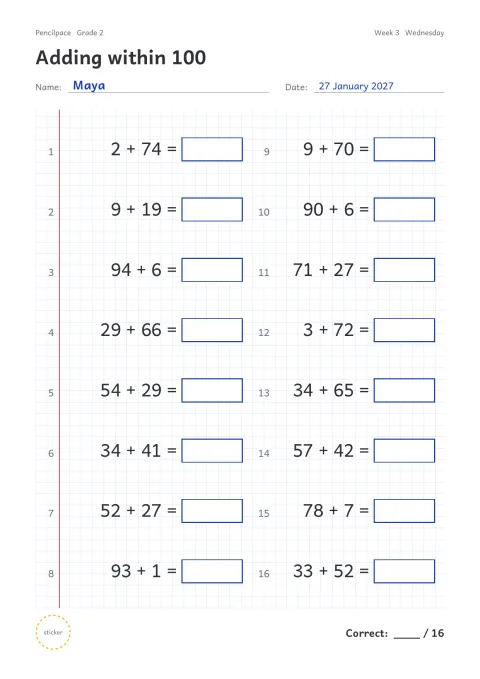 Daily sheet: week 3, Wednesday
